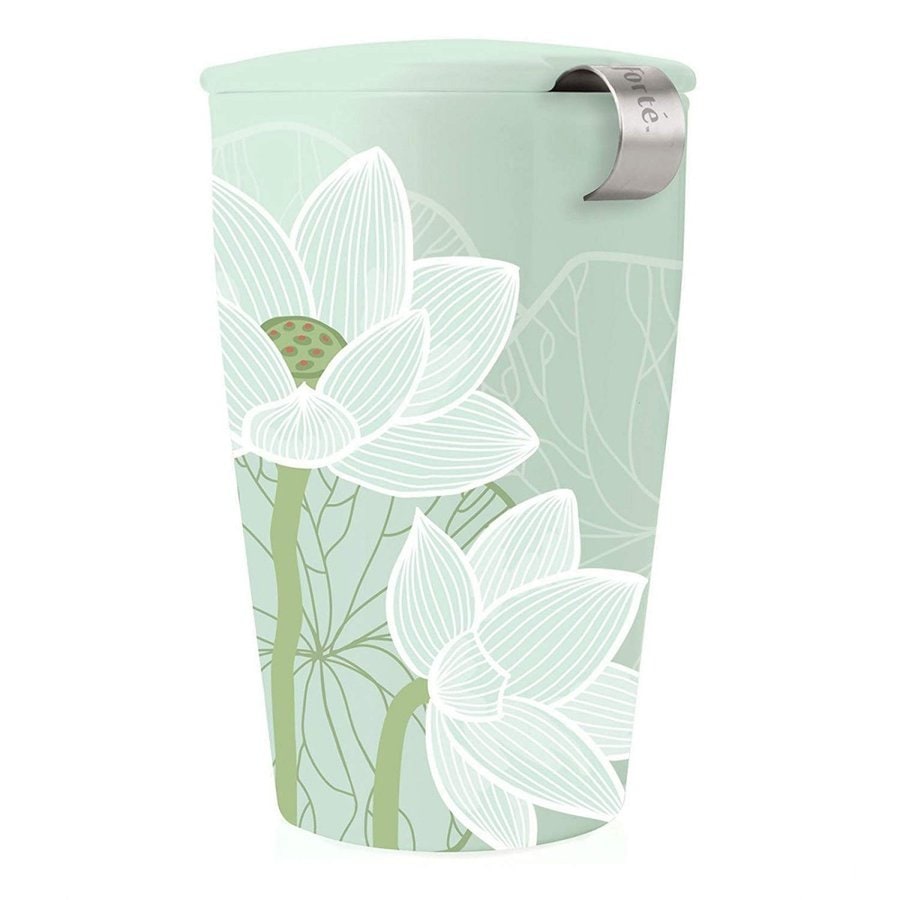 カティ KATI Tea FortSingle Cup Loose Leaf Tea Brewing System, Insulated Ceramic Cup with Tea Infuser and Lid, Lotus by Tea Forte アメリカキッチン雑貨