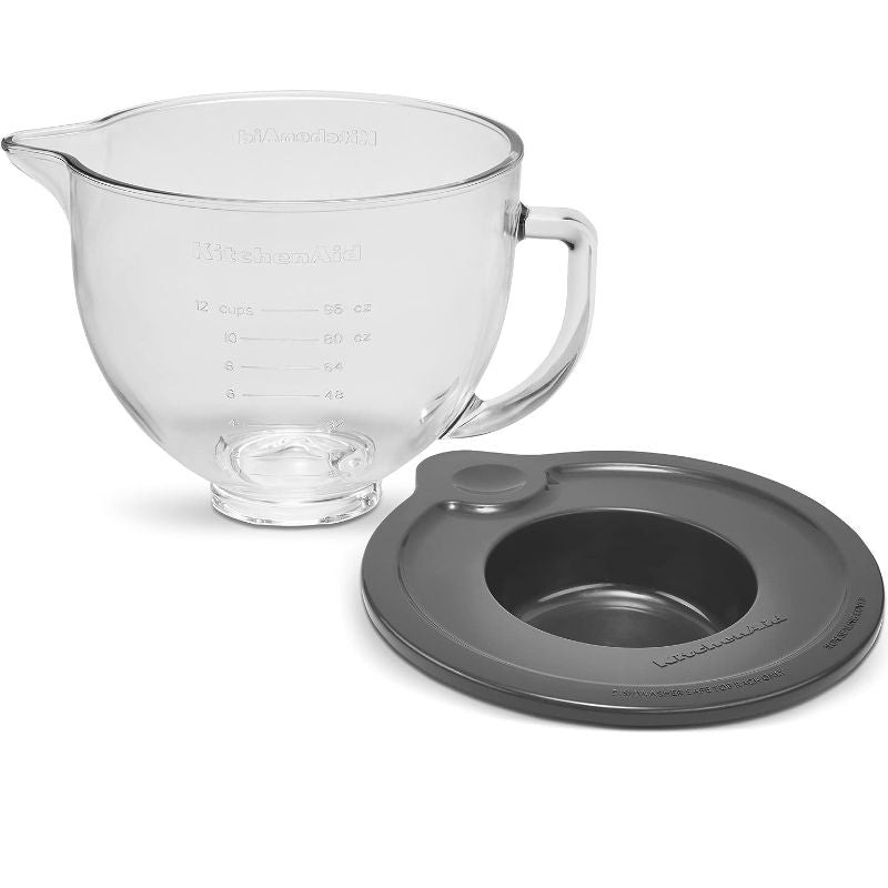 キッチンエイド スタンドミキサーボウル 5クォート, 計量マーク付き ガラス製 測定マーキング&ふた付きボウル KitchenAid ボール