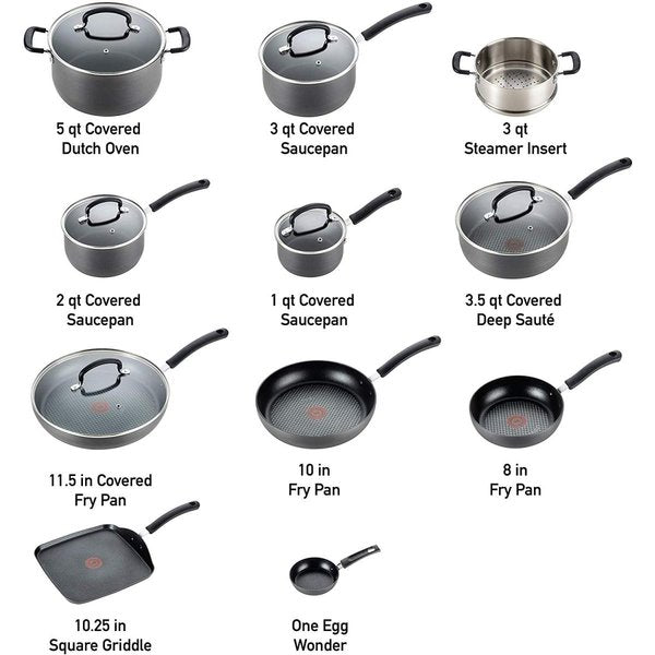 ティファール 調理器具セット T-FAL E765SH テフロン加工 17個 フライパン ブラック