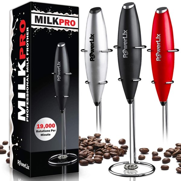 PowerLix ミルクフォーマー KF-77049 ハンディ 泡立て器 コーヒー ラテ ブラック