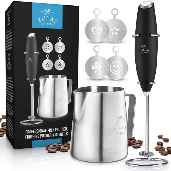 Zulay Kitchen ミルクフォーマーセット Complete Set 電動 ミルク泡立て器