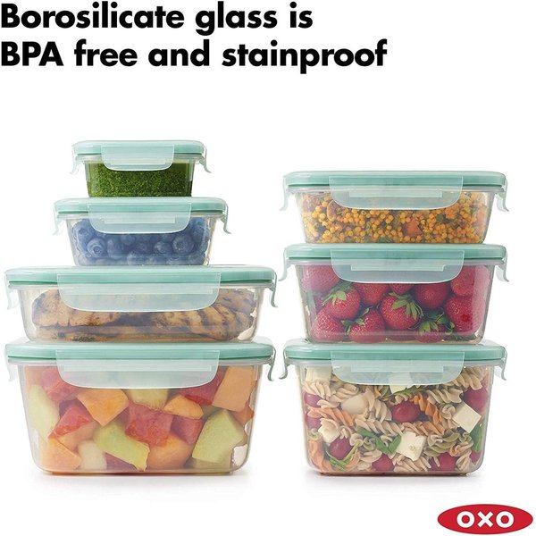 オクソー 食品保存容器 OXO 11174000 8カップ容量 漏れ防止 ガラス 長方形 タッパー