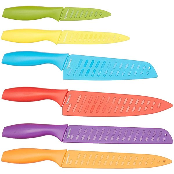 12ピースカラフル包丁セット AmazonBasics 0183-12PACK カバー付き