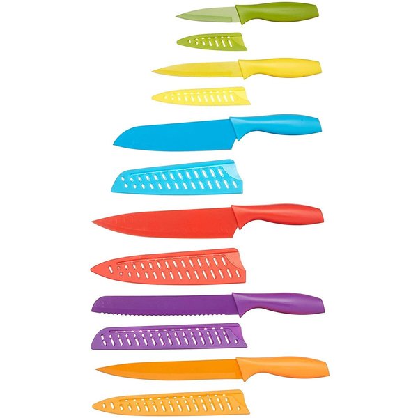 12ピースカラフル包丁セット AmazonBasics 0183-12PACK カバー付き