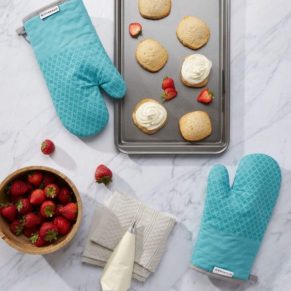 キッチンエイド コットンオーブンミット KitchenAid シリコングリップ&アクア2点