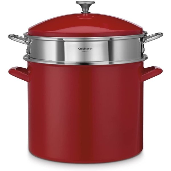 クイジナート シェフクラシック11.3L(12-Qt) 蓋付きエナメルスチール深鍋 Cuisinart レッド