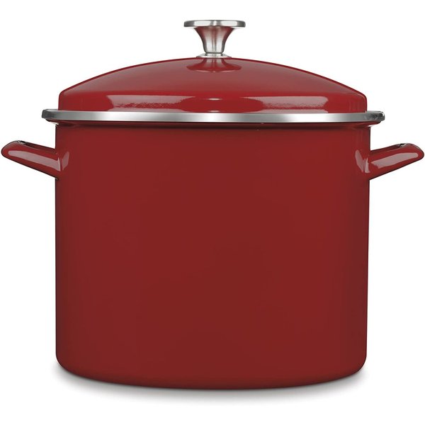 クイジナート シェフクラシック11.3L(12-Qt) 蓋付きエナメルスチール深鍋 Cuisinart レッド