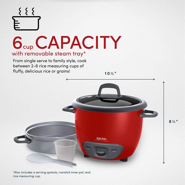 6カップ ライスクッカー レッド Aroma Housewares ARC-743-1NGR 炊飯器