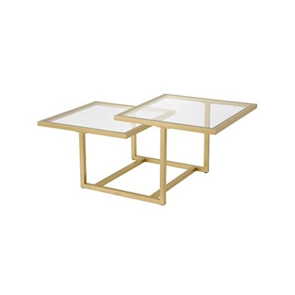 コーヒーテーブル リビングテーブル ガラス Golden Brass