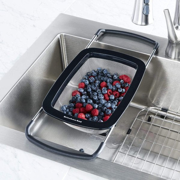 キッチンエイド 拡張可能なステンレススチールコランダー ブラック KitchenAid 水切りザル