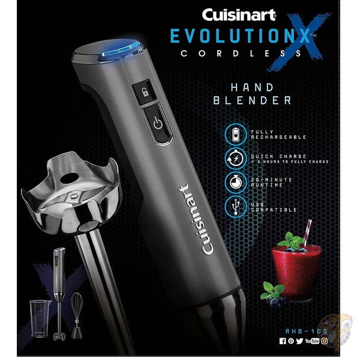 クイジナート Cuisinart エボリュションX コードレス リチャージャブル ハンドブレンダー グレイ/ブラック
