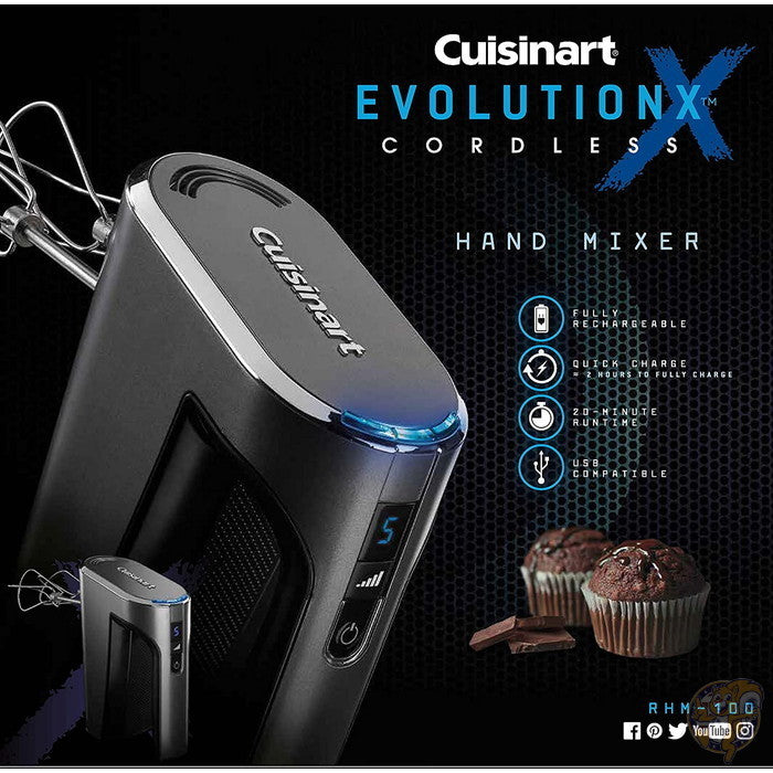 クイジナート Cuisinart エボリュションX コードレス ハンドミキサー 5段階変速 グレイ/ブラック RHM-100