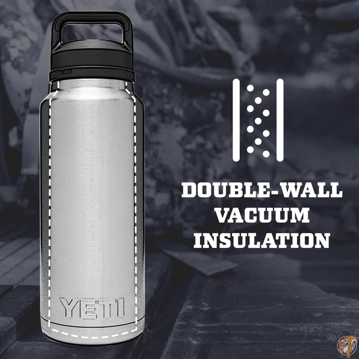 YETI Rambler 46オンスボトル 真空断熱 ステンレススチール チャグキャップ付き ハーベストレッド