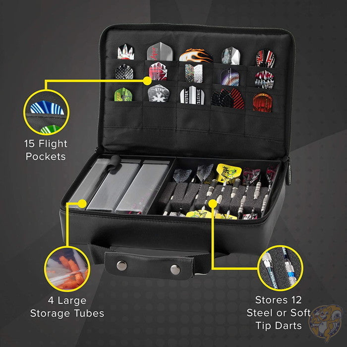 Casemaster ザ プロ レザーレット ダーツケース ポケット15か所 ダーツ9本収納可能
