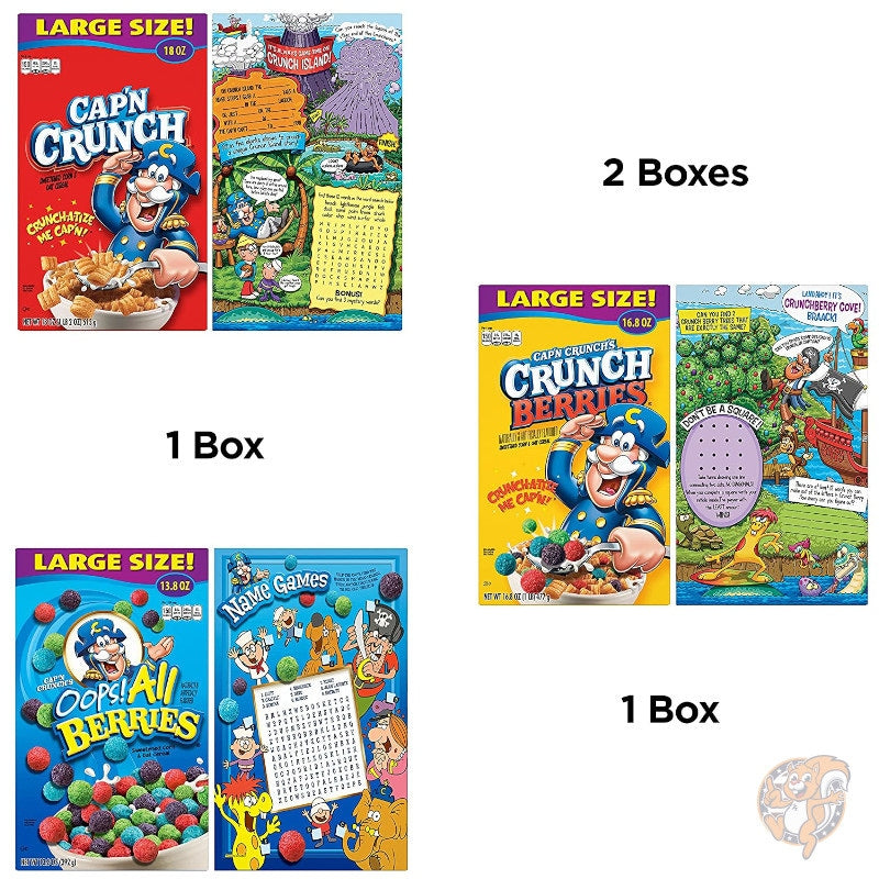 Quaker Cap'n Crunch 朝食 シリアル バラエティパック アソート 3種類(合計4箱)子供 朝ごはん