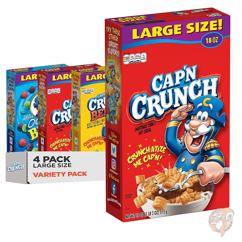 Quaker Cap'n Crunch 朝食 シリアル バラエティパック アソート 3種類(合計4箱)子供 朝ごはん
