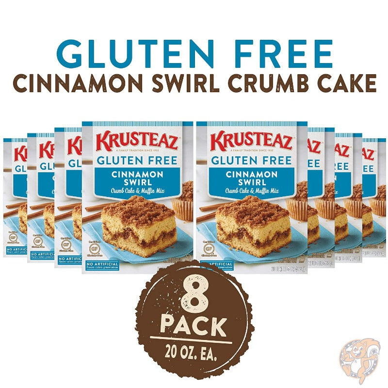 Krusteaz グルテンフリー クラムケーキミックス Crumb Cake シナモン 566g (20オンス)×8箱入り