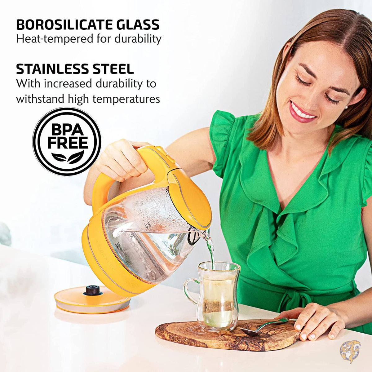 【並行輸入】Ovente KG83O Glass Electric Kettle, 1.5 L, Orange 電気ケトル