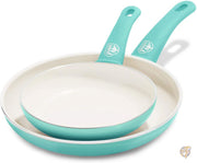 GreenLife 2 Piece Non-Stick Ceramic 7 Inch and 10 Inch Fry Pan Set with Soft Grip, Turquoise by GreenPan [並行輸入品]