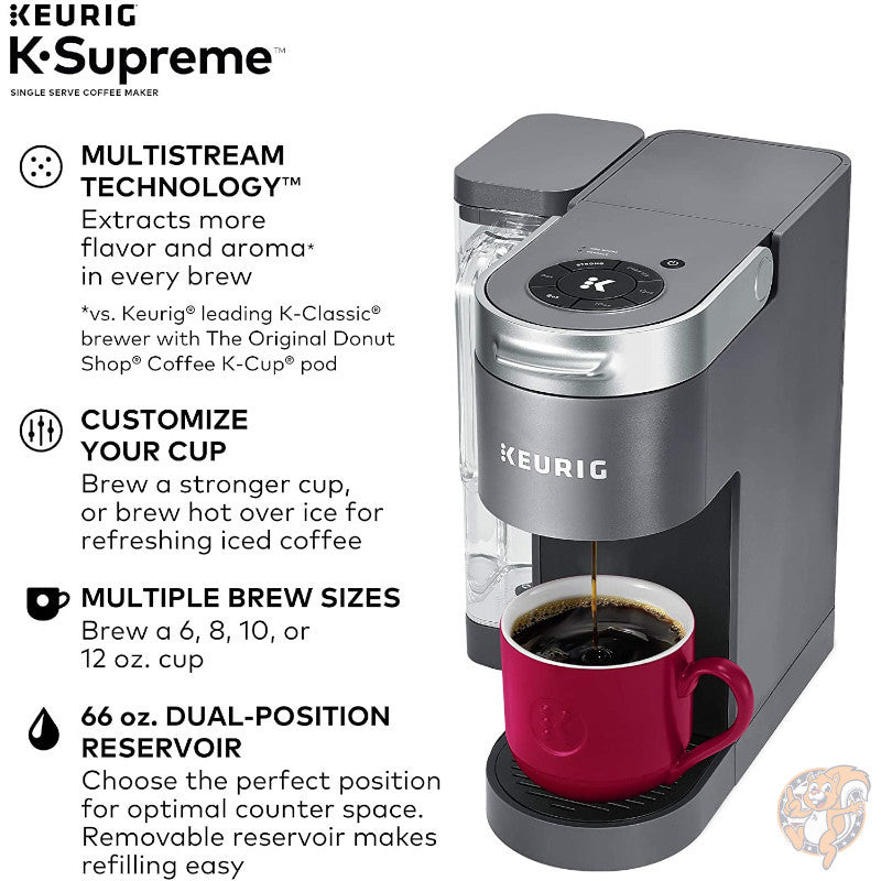 キューリグ Keurig K-Supreme シングルサーブ コーヒーメーカー 1.9L 水タンク グレー