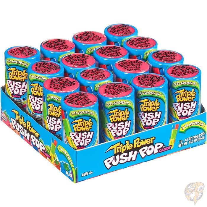プッシュポップ キャンディー Push Pop Triple Power 3種類フルーツ味16個入り 海外お菓子