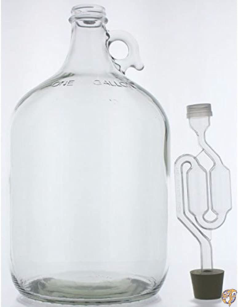 1 Gallon Glass Wine Fermenter-INCLUDES Rubber Stopper and Twin Bubble Airlock by Home Brew Ohio