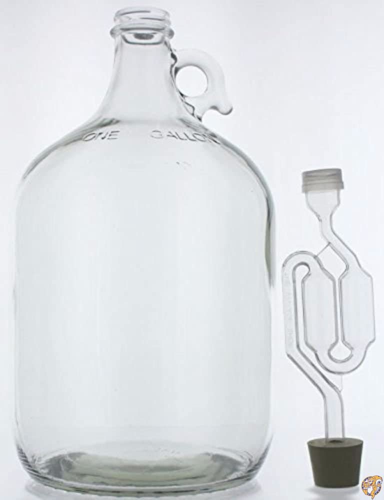 1 Gallon Glass Wine Fermenter-INCLUDES Rubber Stopper and Twin Bubble Airlock by Home Brew Ohio