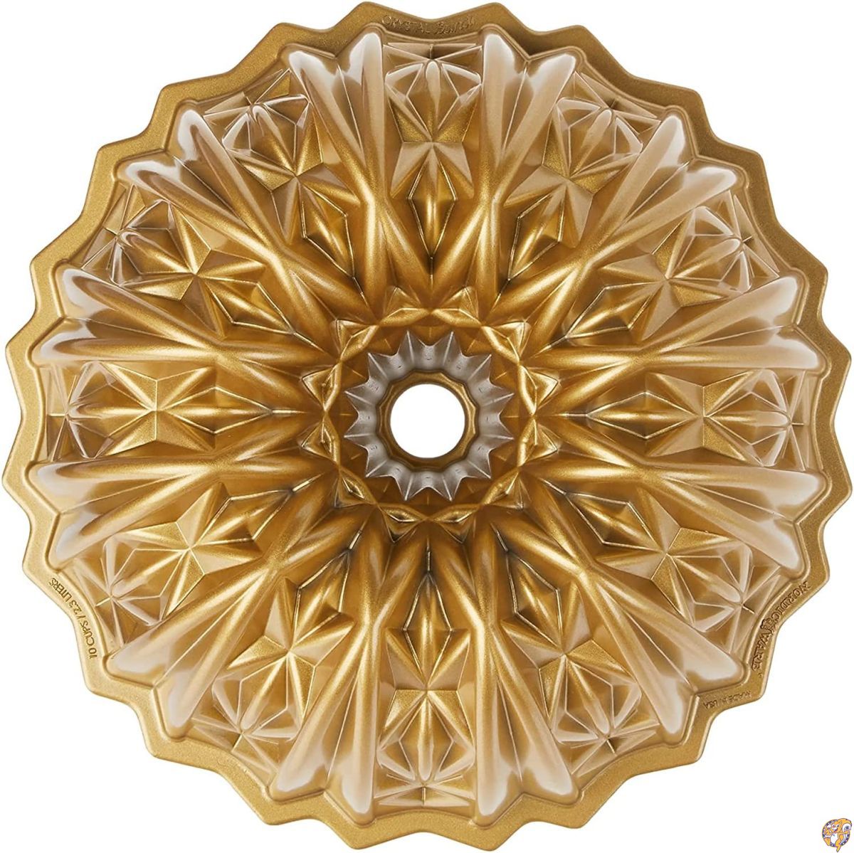 Nordic Ware Cut Crystal Cast Bundt Pan, 10 Cup Capacity, Gold