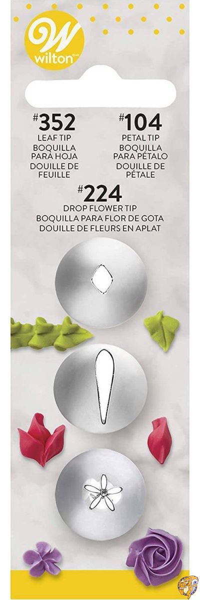 Decorating Tip Set-#104 Petal, 352 Leaf &amp; #224 Flower (並行輸入品)