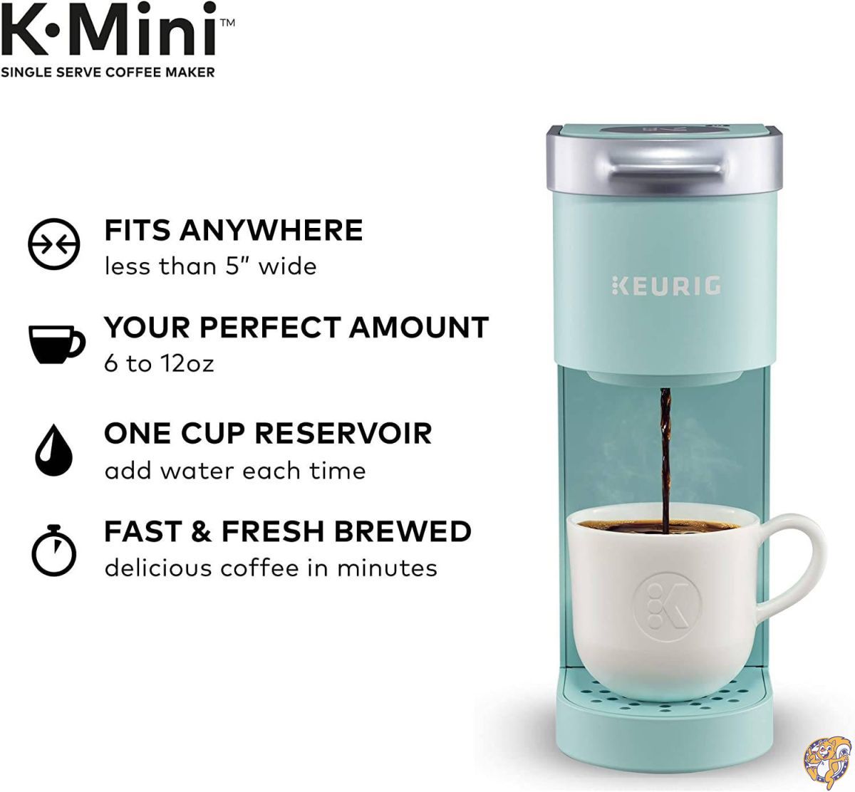 Keurig K-Mini コーヒーメーカー シングルサーブ K-Cup Pod コーヒーブリューワー 6~12オンス ブリューサイズ オアシス