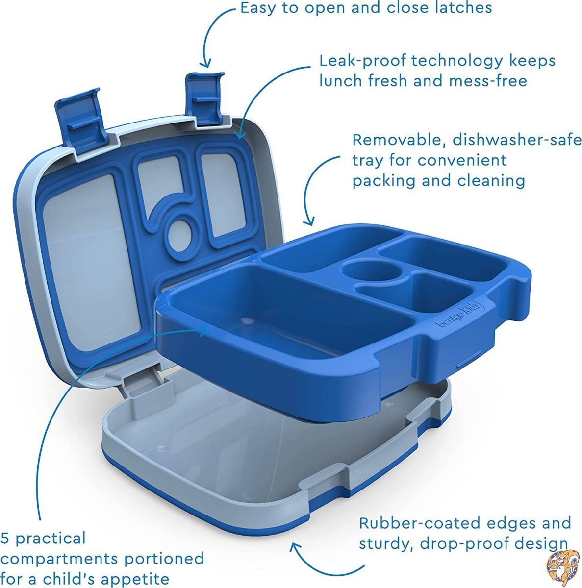 Bentgo Kids Childrens Lunch Box - Bento-styled Lunch Solution Offers Durable, Leak-proof, On-the-go Meal and Snack