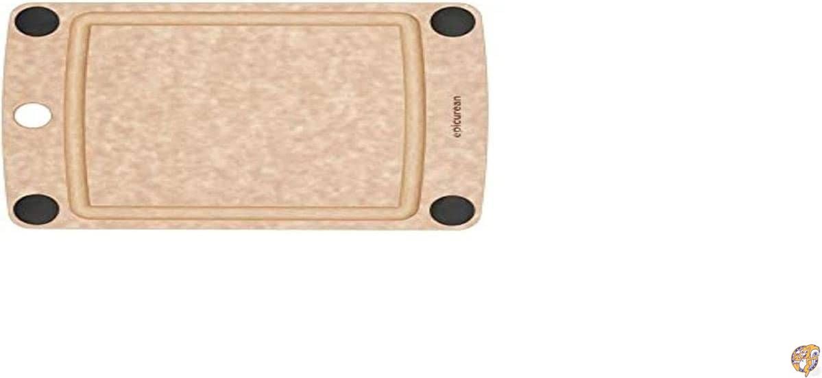 Epicurean オールインワン まな板 滑り止め脚とジュースの溝付き 10インチ x 7インチ ナチュラル/ブラック
