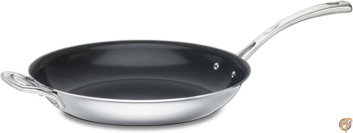 Cuisinart フレンチクラシック 3層ステンレス 12インチ ノンスティックスキレット ヘルパーハンドル付き シルバー