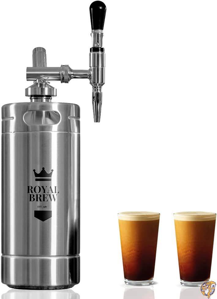 Royal Brew ナイトロコールドブリューコーヒー ナイトロコーヒー アイスコーヒー ニトロコーヒー ドラフトコーヒー コーヒーメーカー (Silver, 3800ml)