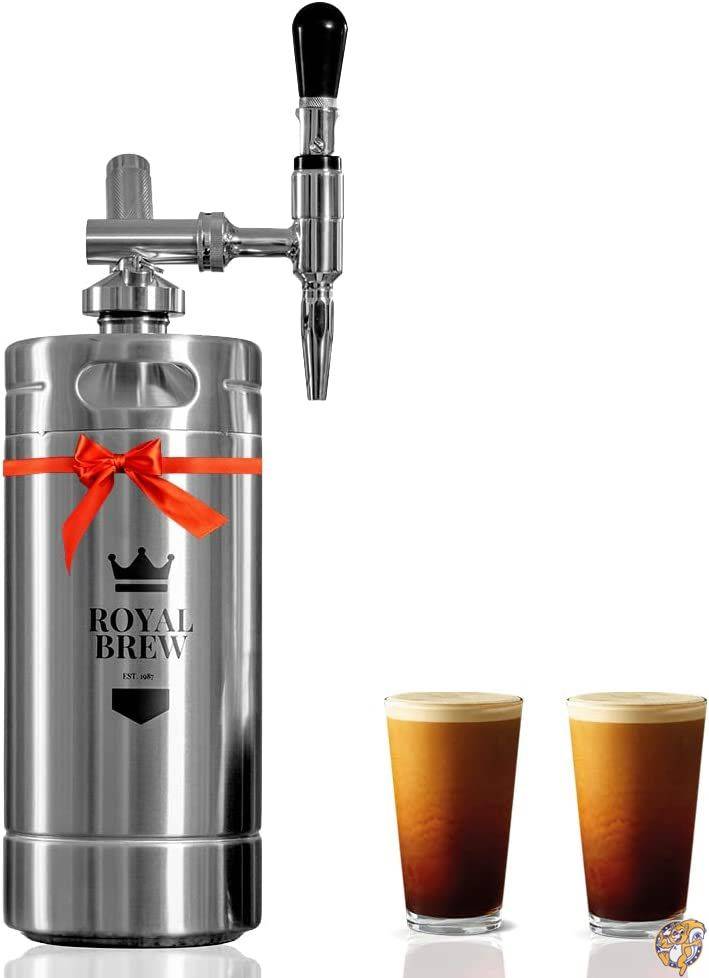 Royal Brew ナイトロコールドブリューコーヒー ナイトロコーヒー アイスコーヒー ニトロコーヒー ドラフトコーヒー コーヒーメーカー (Silver, 3800ml)
