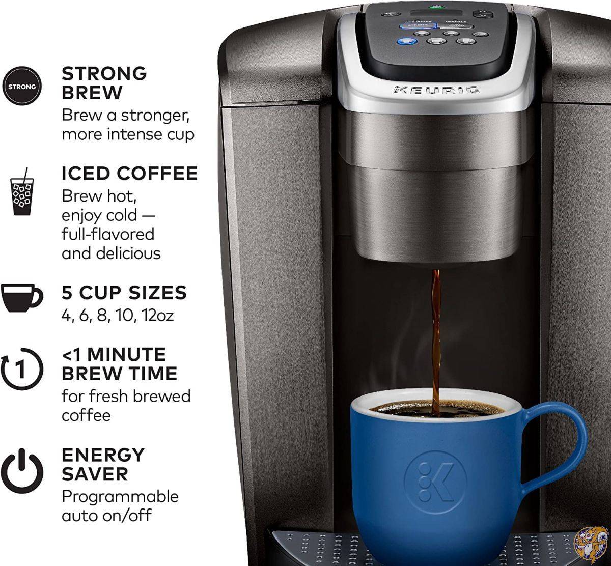 キューリグ K-Elite ブラッシュドシルバー シングルサーブ コーヒーメーカーとLaughing Man コロンビア ヒラ K-Cup ポッド 44個 5000197490
