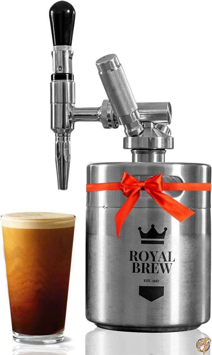 Royal Brew ナイトロコールドブリューコーヒーメーカー 炭酸水メーカー アイスコーヒー ナイトロコーヒー ドラフトコーヒー ニトロコーヒー Nitro Cold Brew Coffee Maker (1900mm, シルバー)