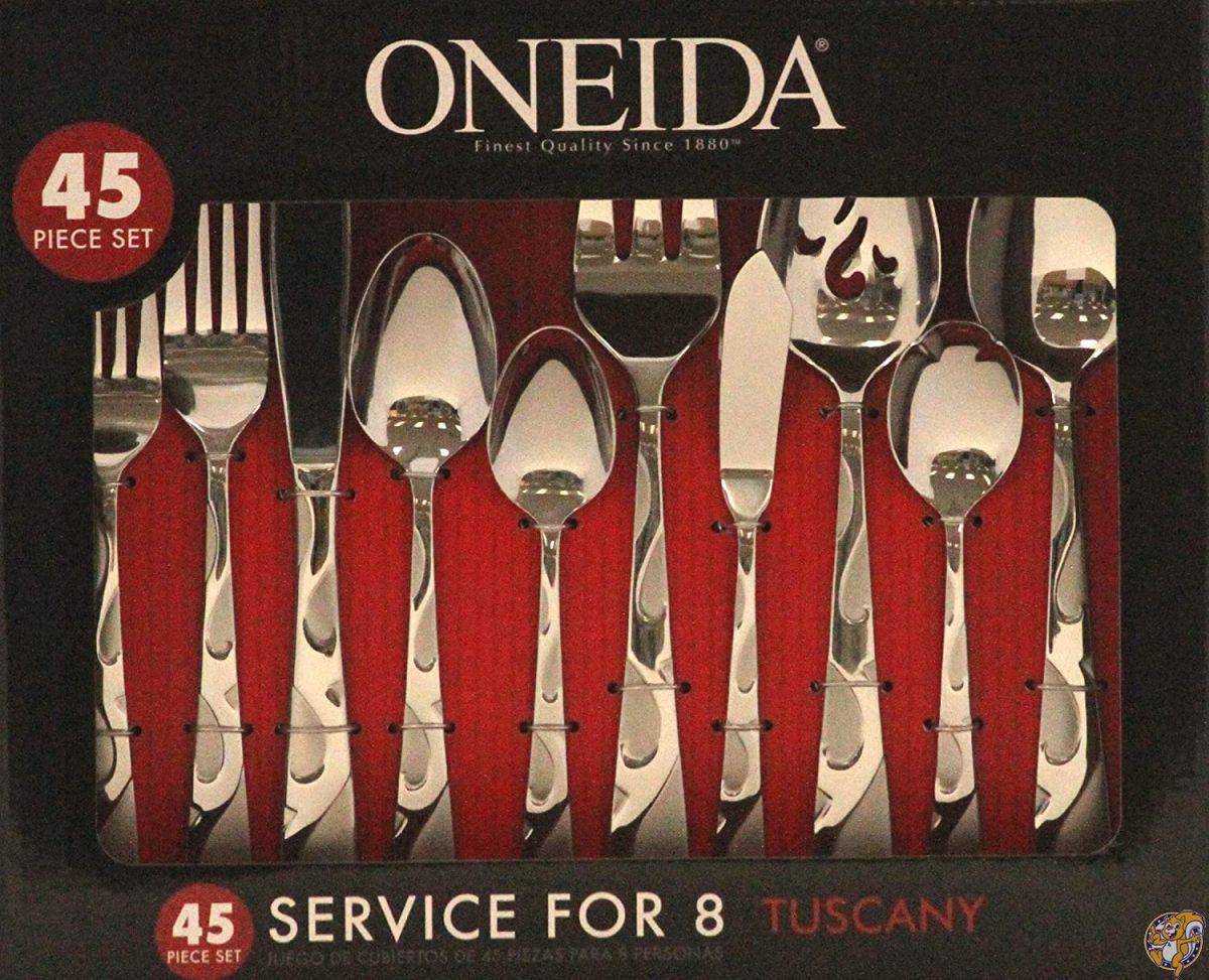 Oneida Tuscany Flatwareセット 45 Piece シルバー B340045B