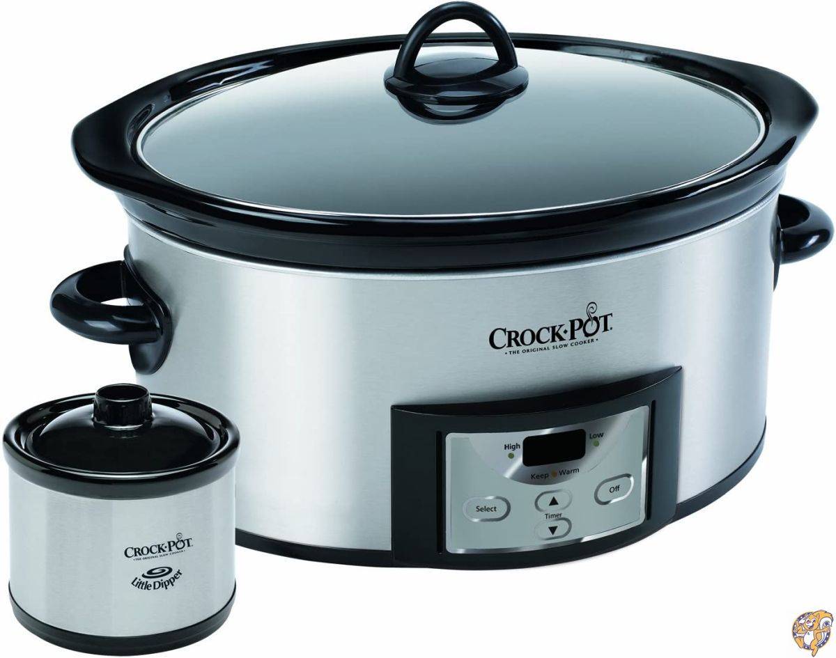 Crock-Pot 6クォート カウントダウン プログラム可能 楕円形 スロークッカー ディッパー付き ステンレススチール SCCPVC605-S