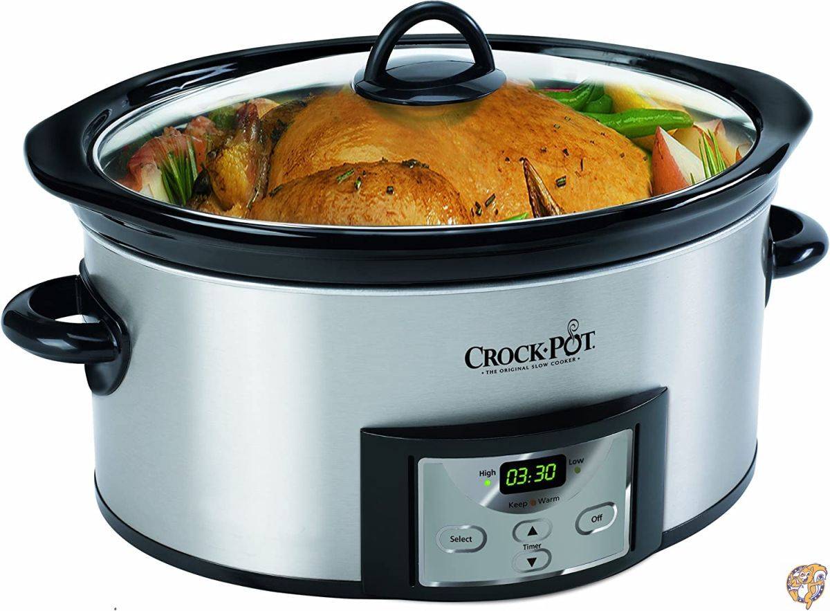 Crock-Pot 6クォート カウントダウン プログラム可能 楕円形 スロークッカー ディッパー付き ステンレススチール SCCPVC605-S