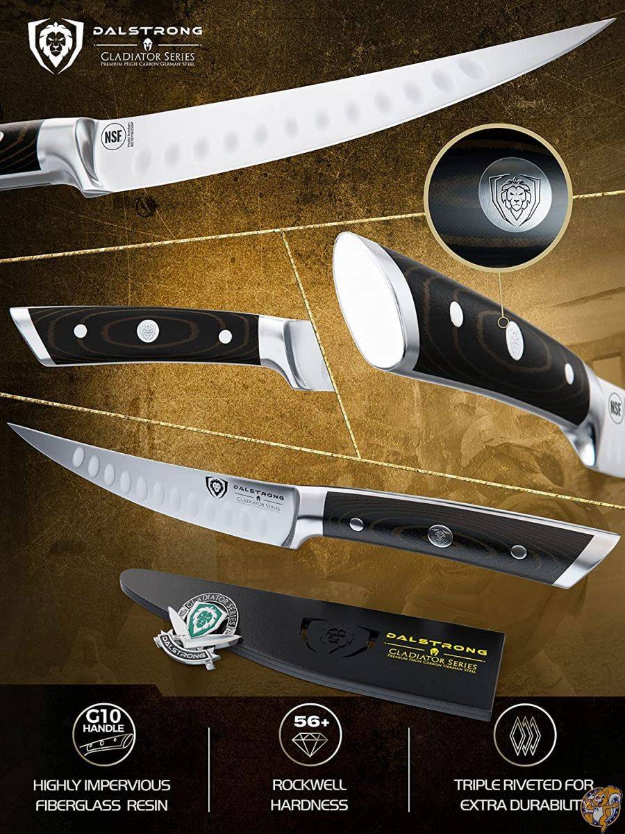 DALSTRONG Gladiator Series- Curved Fillet Knife- 15cm - German HC Steel- With Sheath
