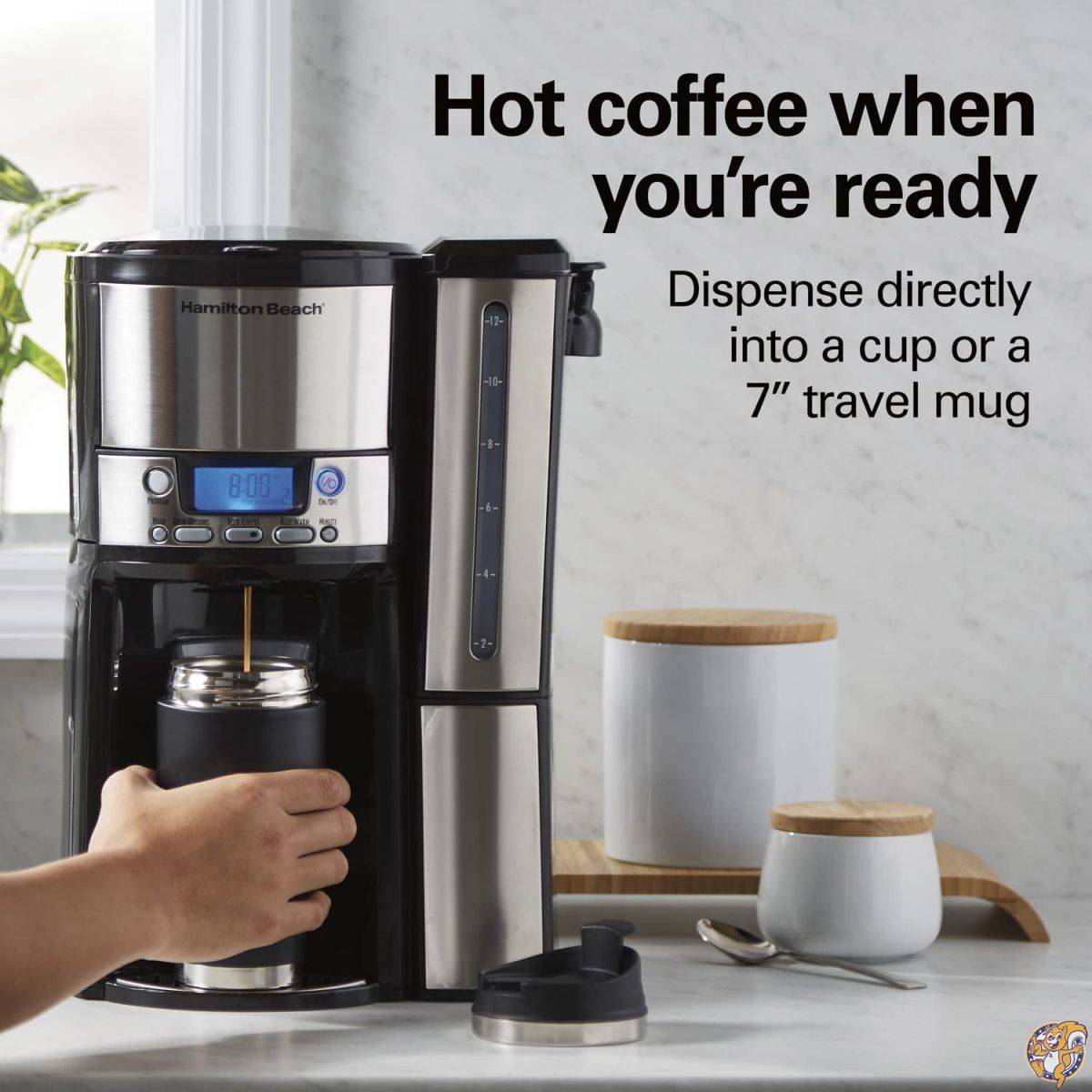 Hamilton Beach Brewstation ディスペンスコーヒーメーカー 内部12カップポット付き 取り外し可能なリザーバー ブラック&amp;ステンレススチール