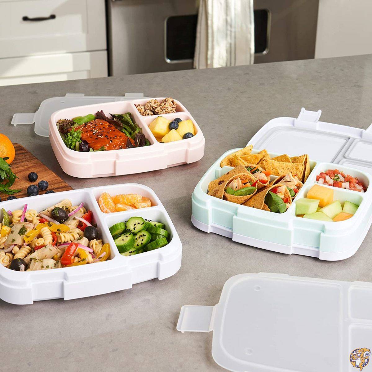 Bentgo(ベントゴー) フレッシュ食事準備用ランチボックス3点セット 再利用可能 3コンパートメント 外出先での健康的な食事 バランスの取れた食事管理 BPAフリー 電子レンジ&amp;食器洗い機対応