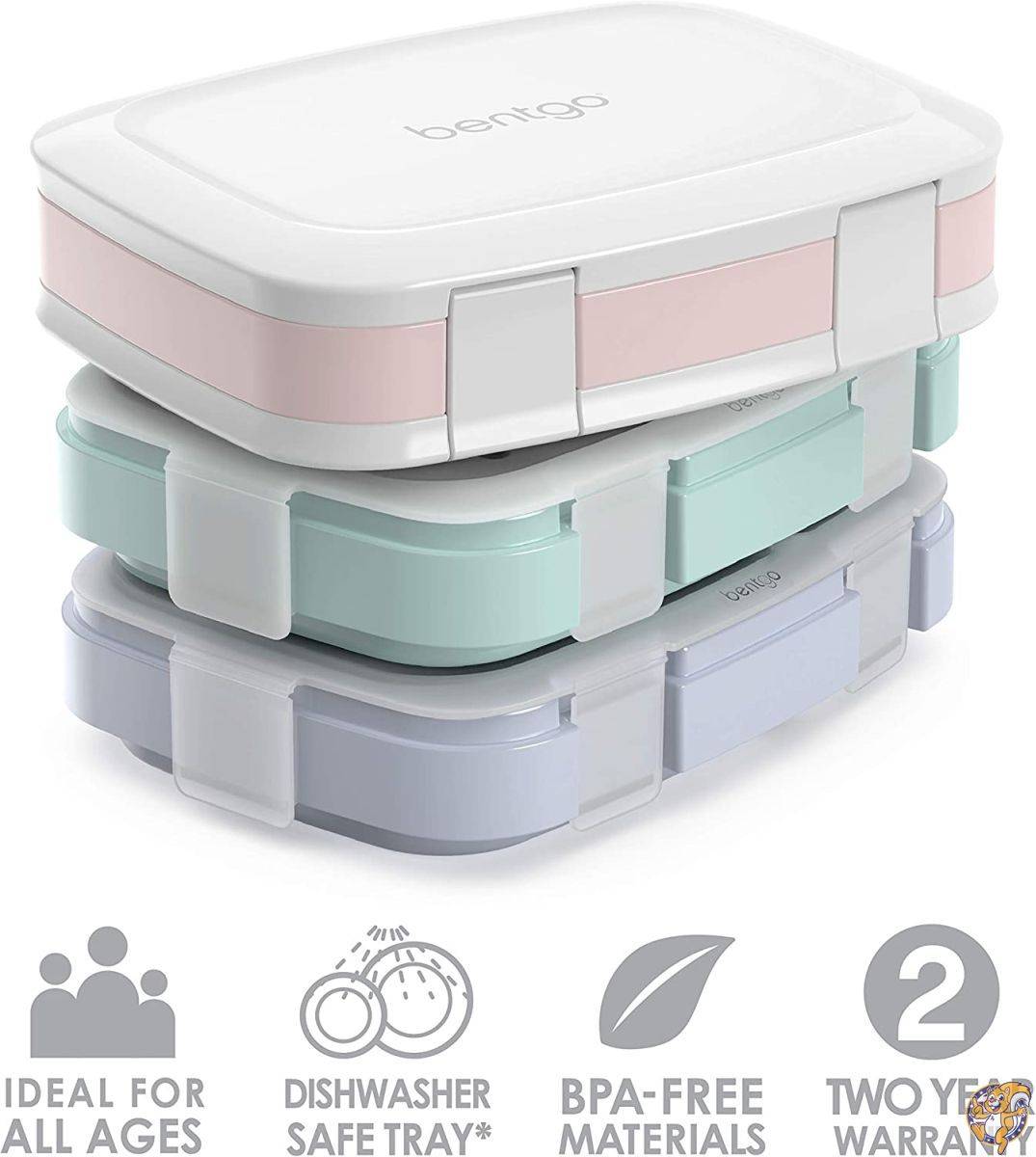 Bentgo(ベントゴー) フレッシュ食事準備用ランチボックス3点セット 再利用可能 3コンパートメント 外出先での健康的な食事 バランスの取れた食事管理 BPAフリー 電子レンジ&amp;食器洗い機対応