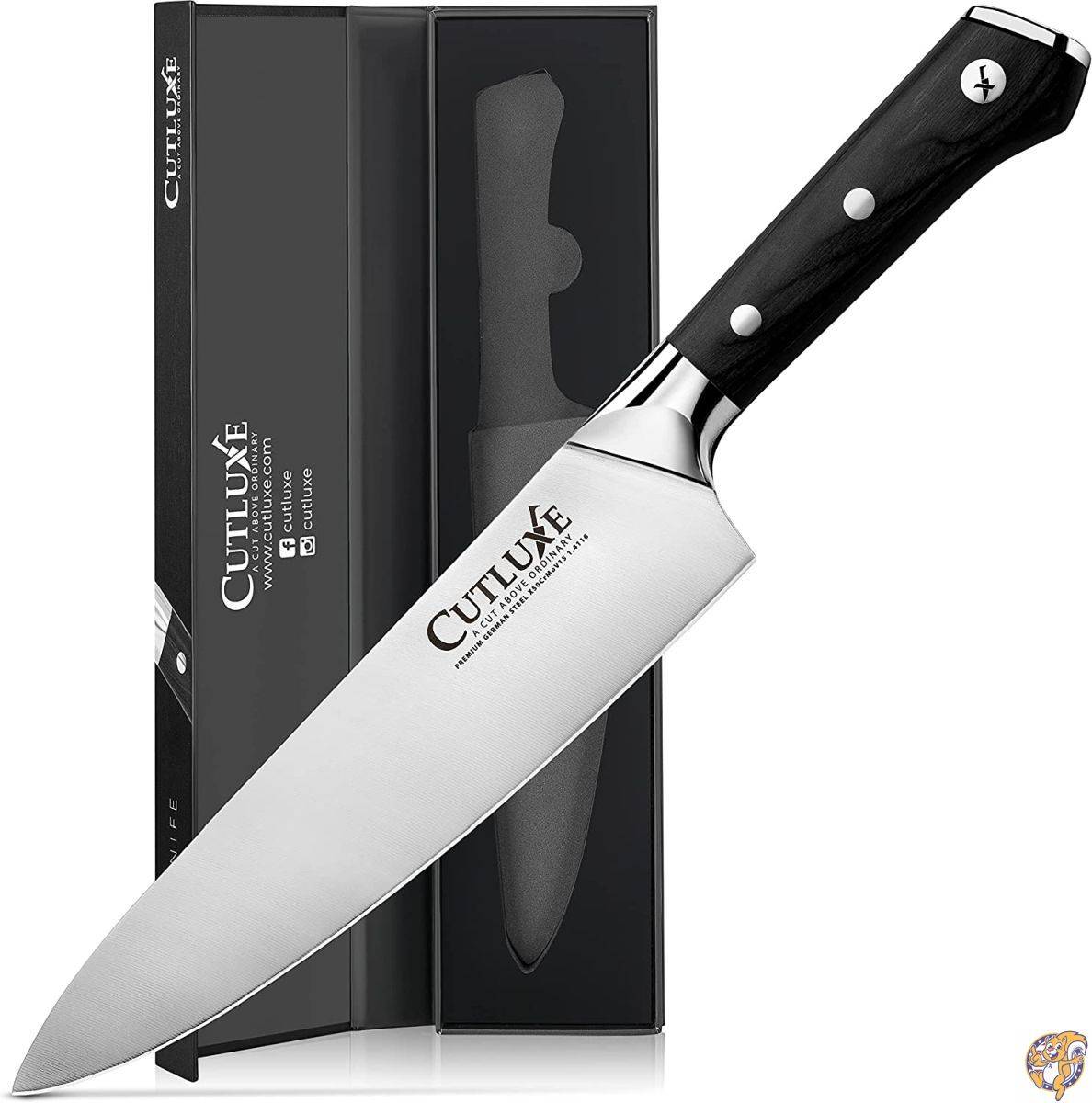 CUTLUXE シェフナイフ ? 8インチ 調理&amp;切断用キッチンナイフ ? 高炭素ドイツスチールから鍛造された鋭い刃 ? 人間工学に基づいたハンドル &amp; フルタングデザイン ? 職人シリーズ