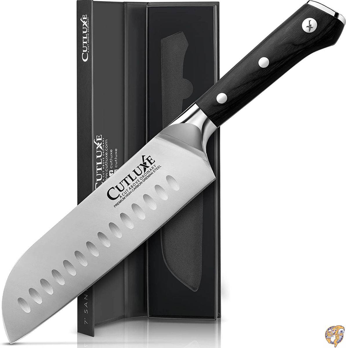 Cutluxe 三徳包丁 - 7インチ 高炭素ドイツ鋼 - フルタン - 職人シリーズ