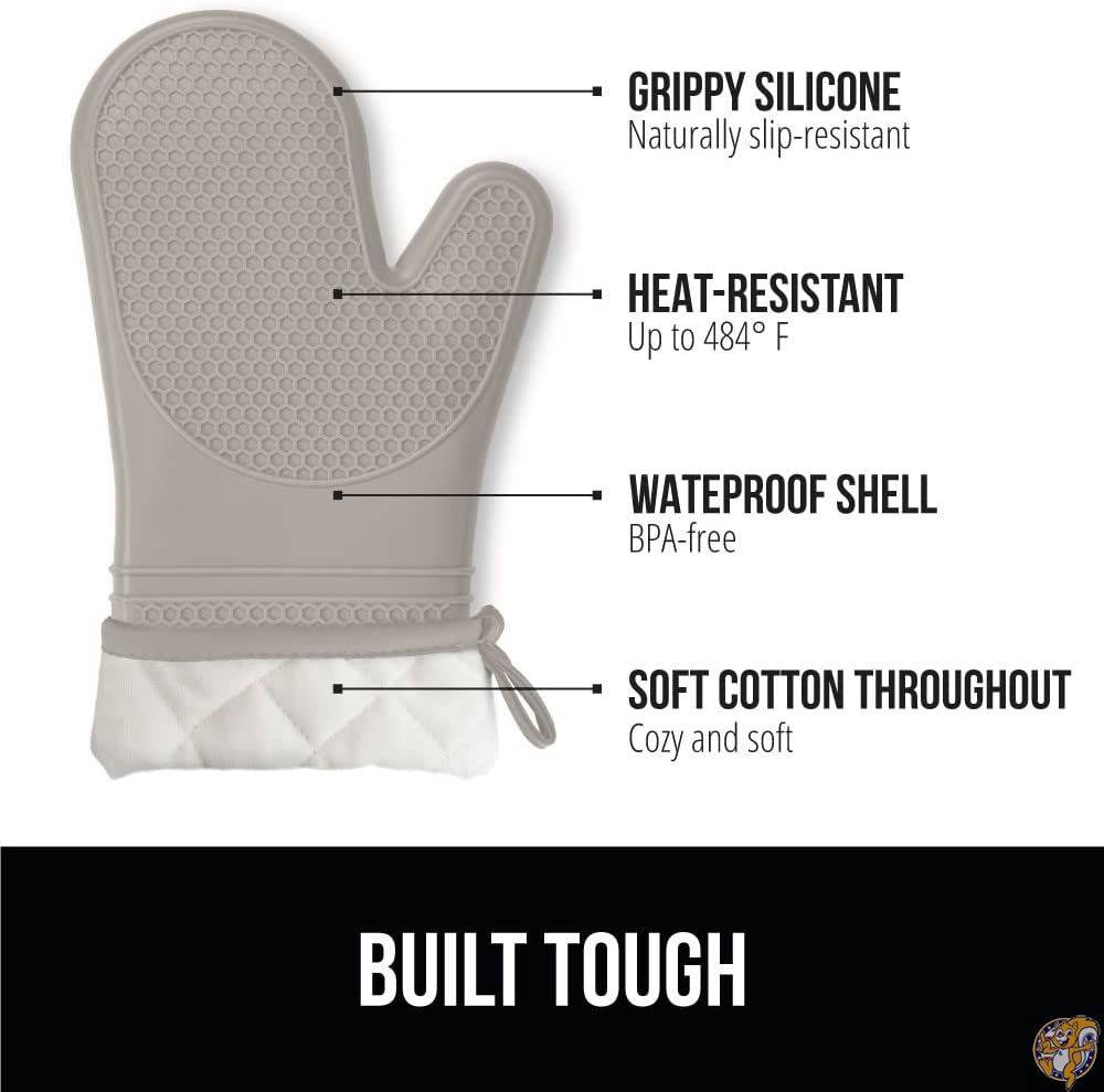 Gorilla Grip Premium Silicone Slip Resistant Oven Mitt Set, Soft Flexible Oven Gloves, Heat Resistant Kitchen Cooking