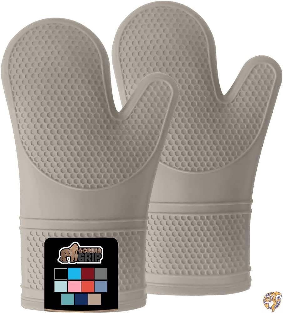Gorilla Grip Premium Silicone Slip Resistant Oven Mitt Set, Soft Flexible Oven Gloves, Heat Resistant Kitchen Cooking