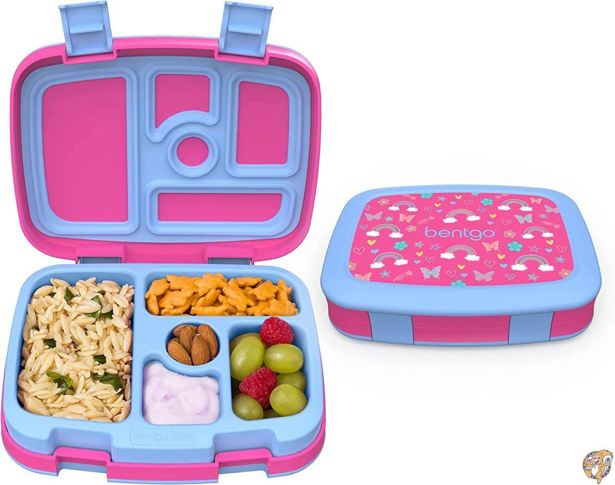 Bentgo(ベントゴー) 子ども用ランチボックス キッズプリント 虹と蝶 漏れ防止 5コンパートメント お弁当スタイル 3歳から7歳までお子様に理想的な食事量サイズ ビスフェノール-Aフリーで食品に安全な素材