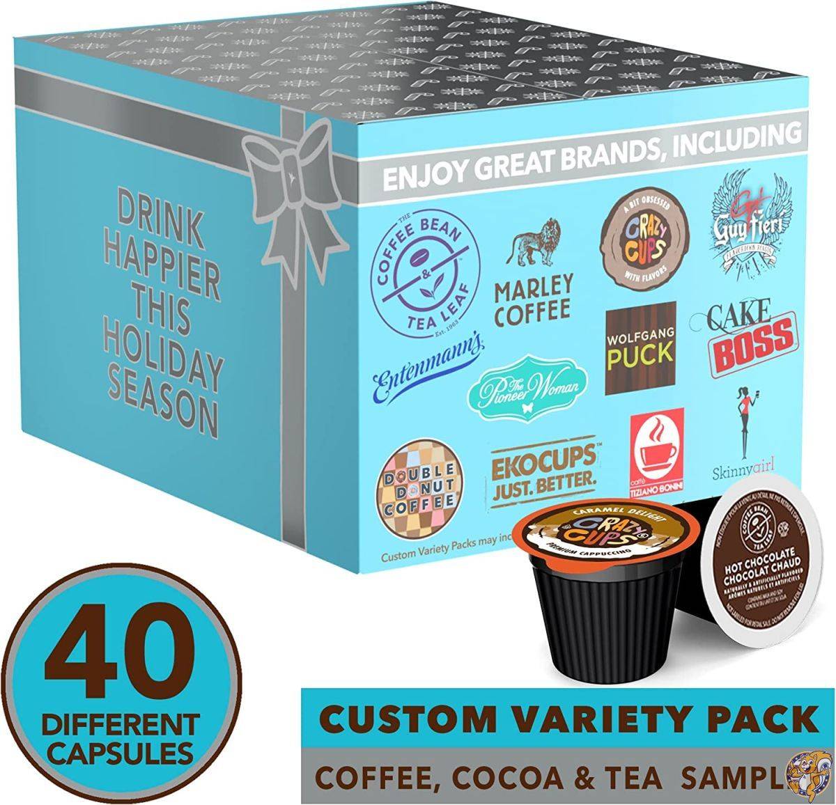 Coffee, Tea, and Hot Chocolate Variety Sampler Pack for Keurig K-Cup Brewers, 40 Count